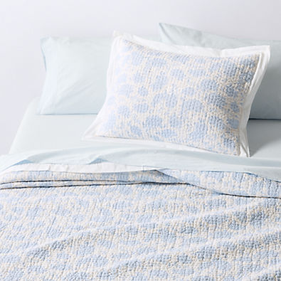 View Celeste Cotton Light Blue Floral Full/Queen Quilt details