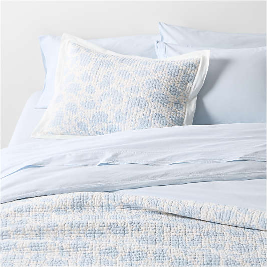 Favorite Washed Organic Cotton Pale Blue Queen Bed Sheet Set