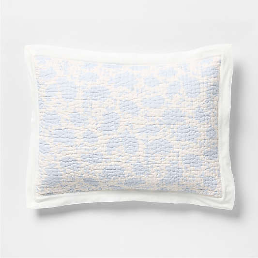 Celeste Washed Cotton Light Blue Floral Bed Pillow Sham