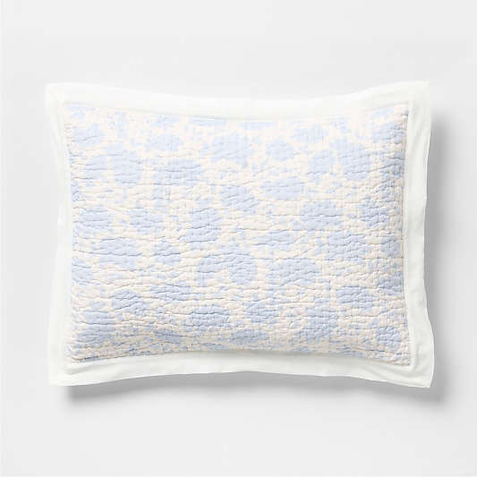 Celeste Washed Cotton Light Blue Floral Bed Pillow Sham