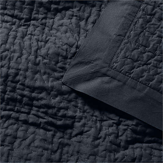 Celeste Organic Cotton Midnight Navy Blue Quilts