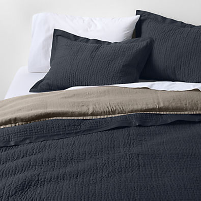 View Celeste Organic Cotton Midnight Navy Blue Full/Queen Quilt details