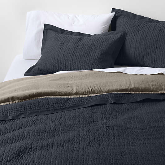 Celeste Organic Cotton Midnight Navy Blue Standard Bed Pillow Sham