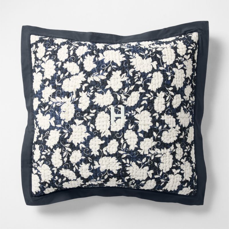 Celeste Organic Cotton Midnight Navy Floral Euro Bed Pillow Sham - image 9 of 10