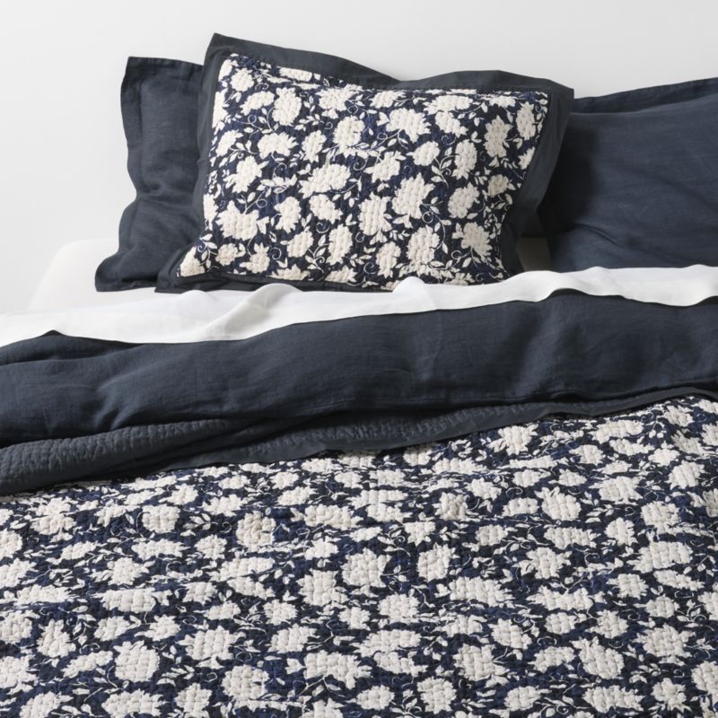 Celeste Organic Cotton Midnight Navy Floral Standard Bed Pillow Sham - image 5 of 9