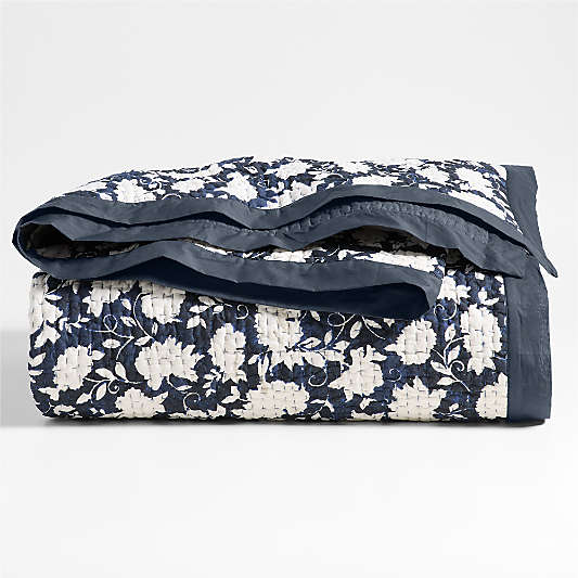 Celeste Organic Cotton Midnight Navy Floral King Quilt