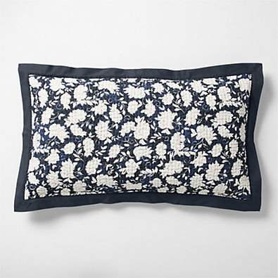 View Celeste Organic Cotton Midnight Navy Blue Floral King Bed Pillow Sham details