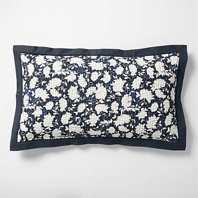 Celeste Organic Cotton Midnight Navy Blue Floral King Bed Pillow Sham