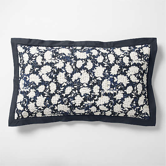 Celeste Organic Cotton Midnight Navy Blue Floral King Bed Pillow Sham