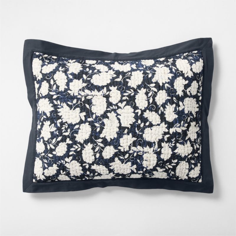 Celeste Organic Cotton Midnight Navy Floral Standard Bed Pillow Sham - image 0 of 9