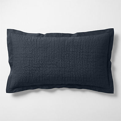 View Celeste Organic Cotton Midnight Navy Blue King Bed Pillow Sham details