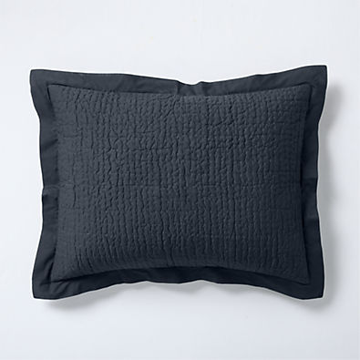 View Celeste Organic Cotton Midnight Navy Blue Standard Bed Pillow Sham details