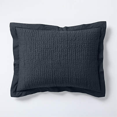 Celeste Organic Cotton Midnight Navy Blue Standard Bed Pillow Sham