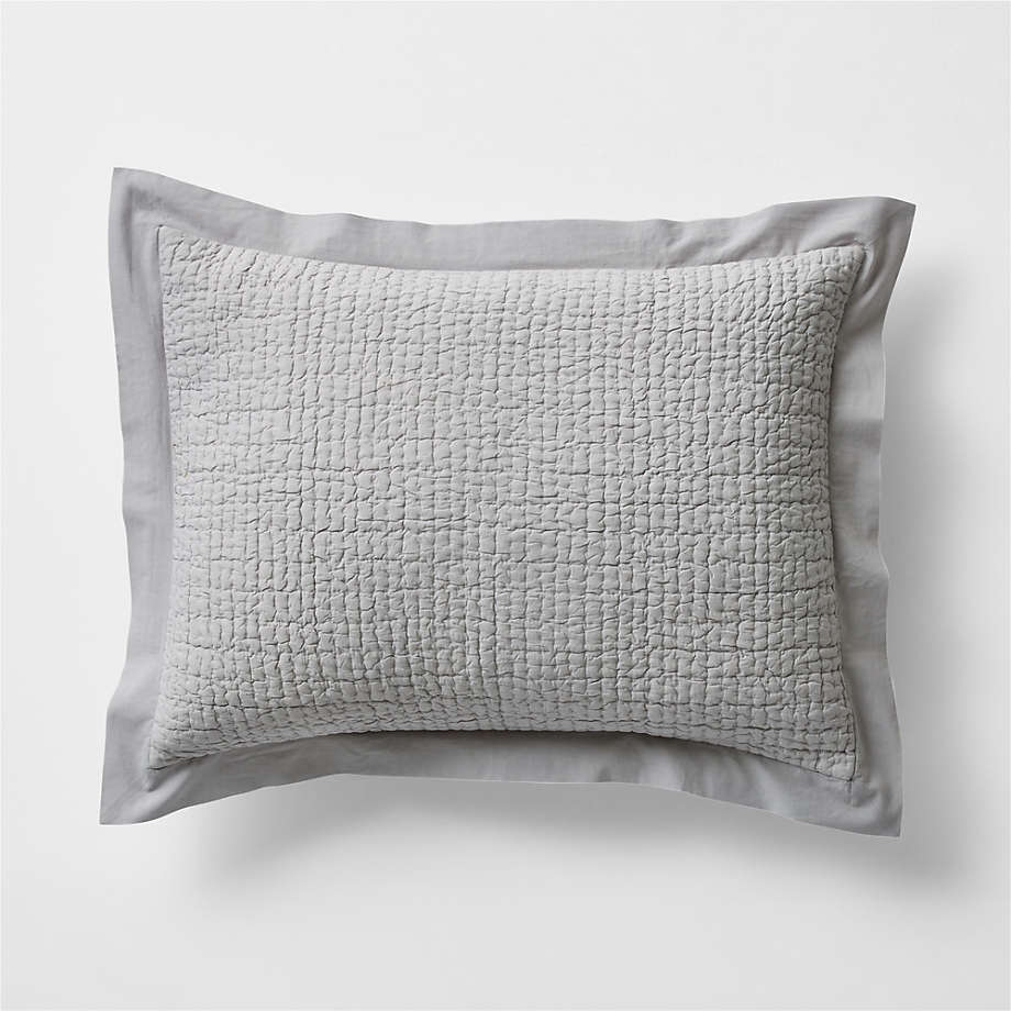 Standard Sham Celeste Grey Organic Cotton Standard Sham + Reviews | Crate & Barrel