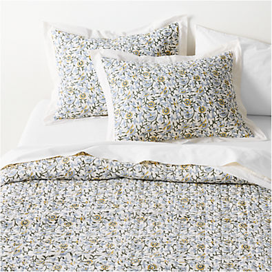 View Celeste Organic Cotton Blue Vine Print King Quilt details