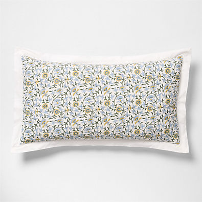 View Celeste Organic Cotton Blue Vine Print King Quilted Bed Pillow Sham details