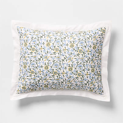 Celeste Organic Cotton Blue Vine Print Standard Quilted Bed Pillow Sham