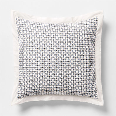 View Celeste Organic Cotton Navy Diamond Print Quilted Euro Bed Pillow Sham details
