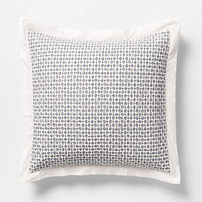 Celeste Organic Cotton Navy Diamond Print Quilted Euro Bed Pillow Sham