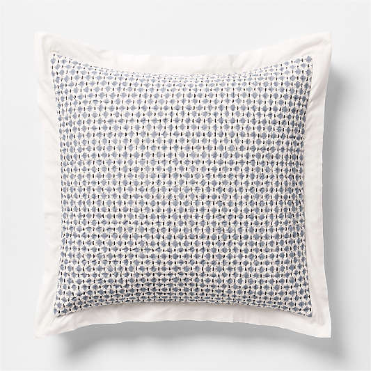 Celeste Organic Cotton Navy Diamond Print Quilted Euro Bed Pillow Sham