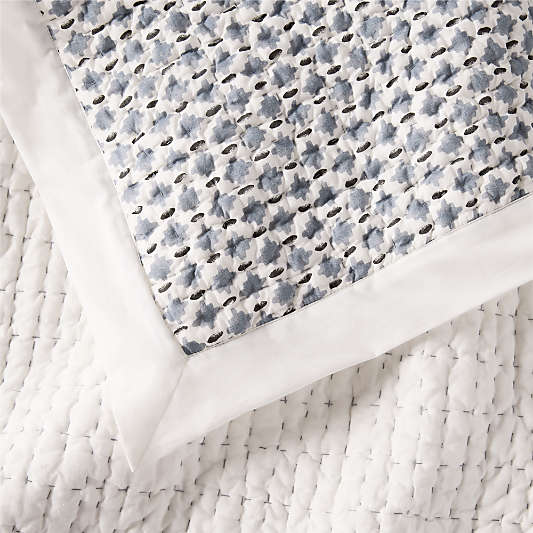 Celeste Organic Cotton Navy Diamond Print Quilted Bed Pillow Sham