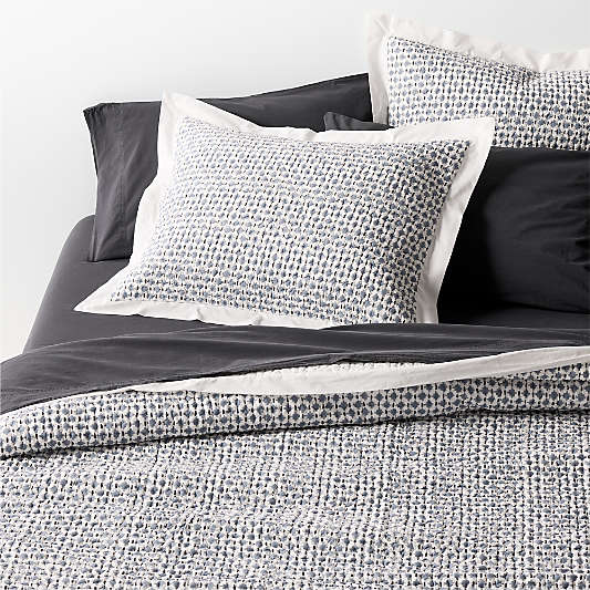 Celeste Organic Cotton Navy Diamond Print Quilted Bed Pillow Sham
