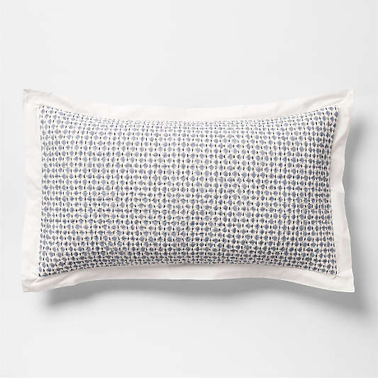 Celeste Organic Cotton Navy Diamond Print Quilted King Bed Pillow Sham