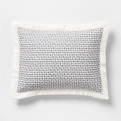 View Celeste Organic Cotton Navy Diamond Print Quilted Standard Bed Pillow Sham details