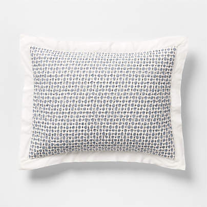 Celeste Organic Cotton Navy Diamond Print Quilted Standard Bed Pillow Sham