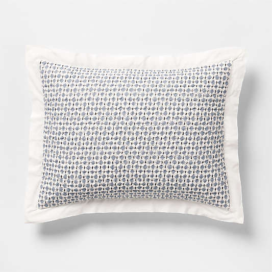Celeste Organic Cotton Navy Diamond Print Quilted Bed Pillow Sham