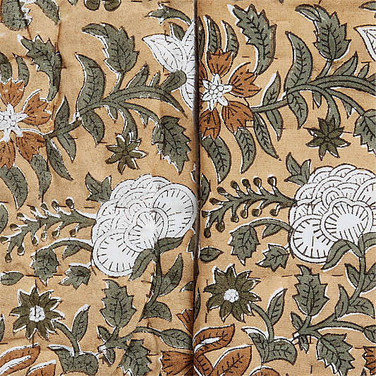 Celeste Organic Cotton Taupe Desert Floral Print Quilted Bed Pillow Sham