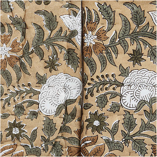 Celeste Organic Cotton Taupe Desert Floral Print Quilted Bed Pillow Sham