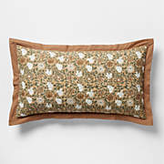Celeste Organic Cotton Taupe Desert Floral Block Print Full/Queen Quilt