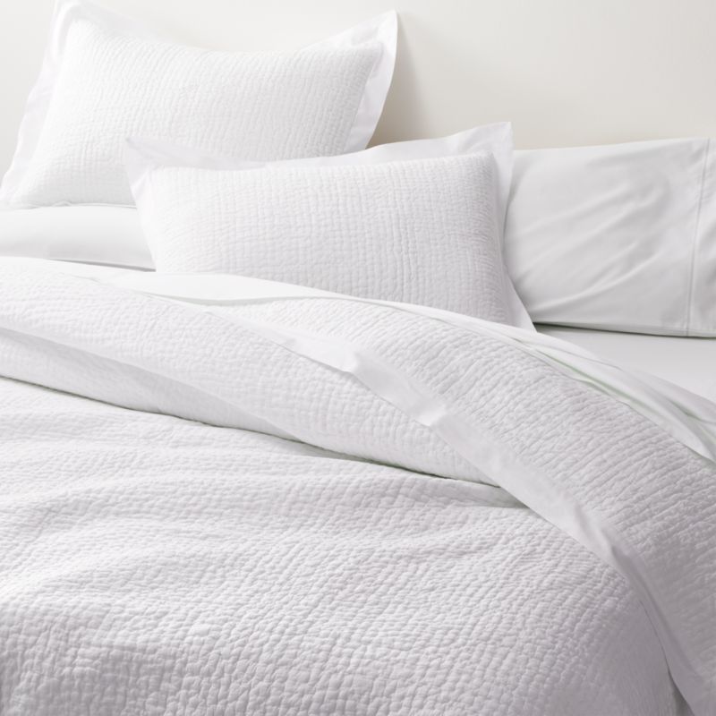 Celeste White Organic Cotton Solid Quilts | Crate & Barrel