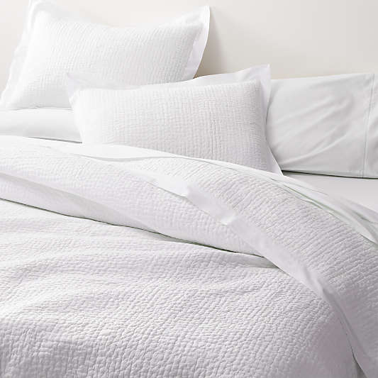 Celeste White Organic Cotton Solid Quilts and Shams