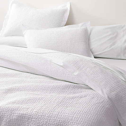 Celeste White Organic Cotton Solid Quilts