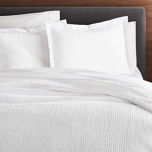 Celeste White Organic Cotton Solid Quilts