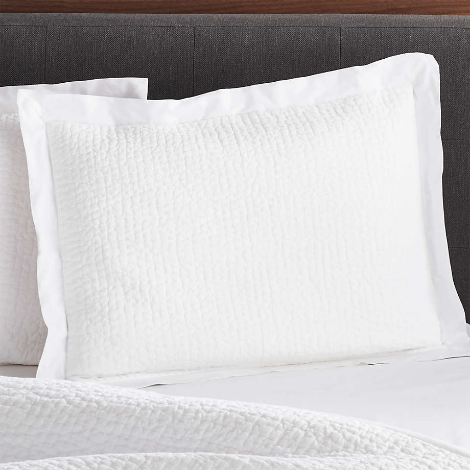 Celeste White Organic Cotton Standard Sham + Reviews Crate & Barrel