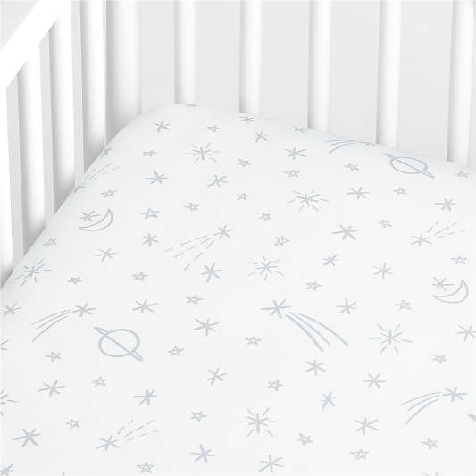 Celestial Organic Light Blue Baby Crib Fitted Sheet