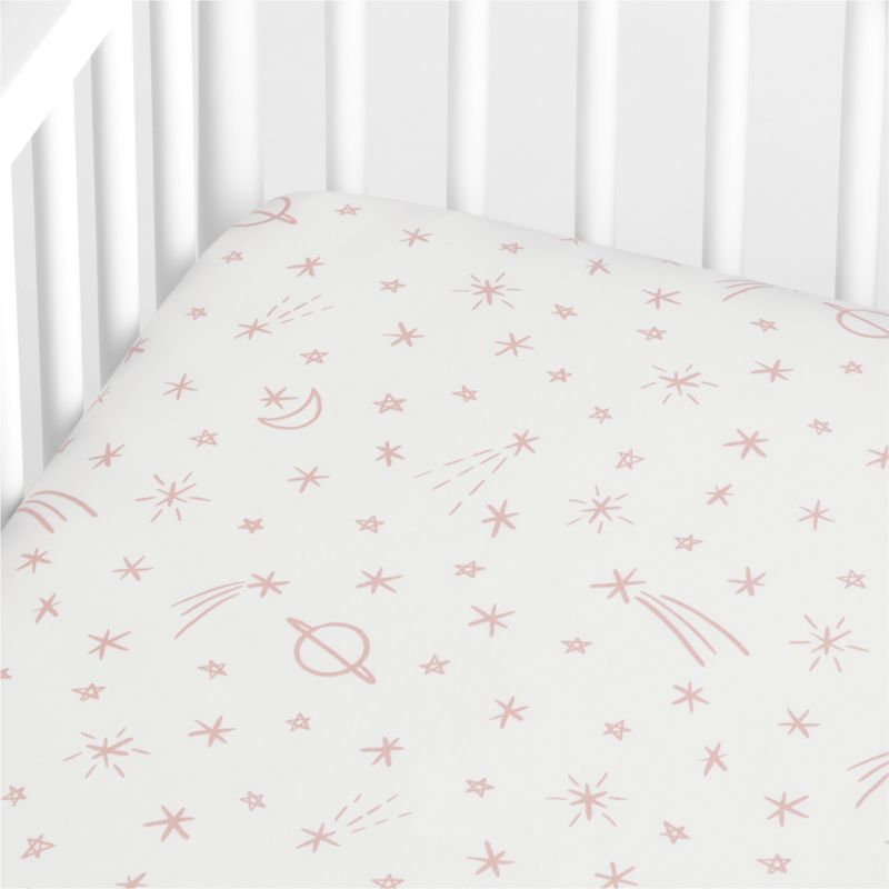 Modern Celestial Organic Light Pink Baby Crib Fitted Sheet + Reviews ...