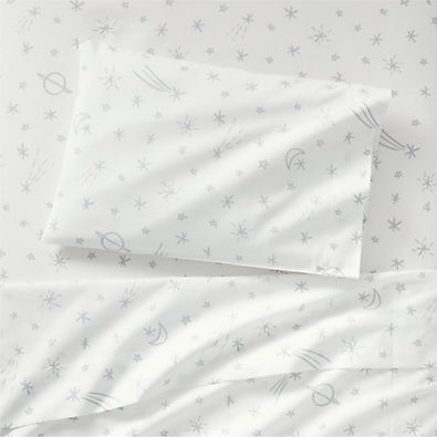 View Celestial Organic Light Blue Star Toddler Sheet Set details