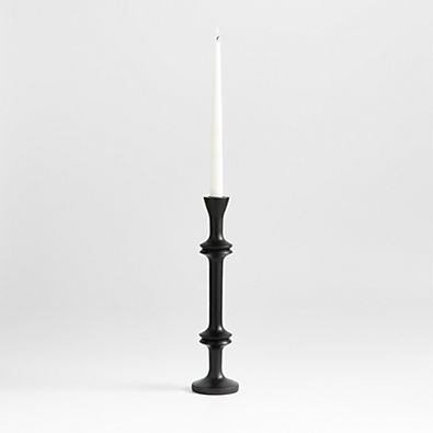 View Century Black Acacia Wood Taper Candle Holder 14.5" details