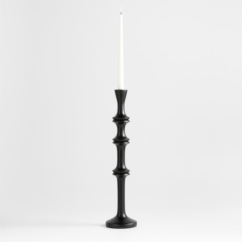 Century Black Acacia Wood Taper Candle Holder 20"