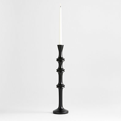 View Century Black Acacia Wood Taper Candle Holder 20" details
