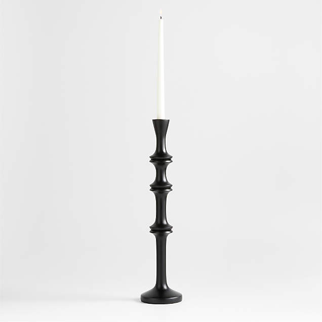 Century Black Acacia Wood Taper Candle Holder 9.25" + Reviews Crate