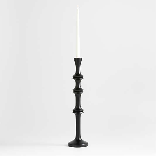 Century Black Acacia Wood Taper Candle Holder 20"