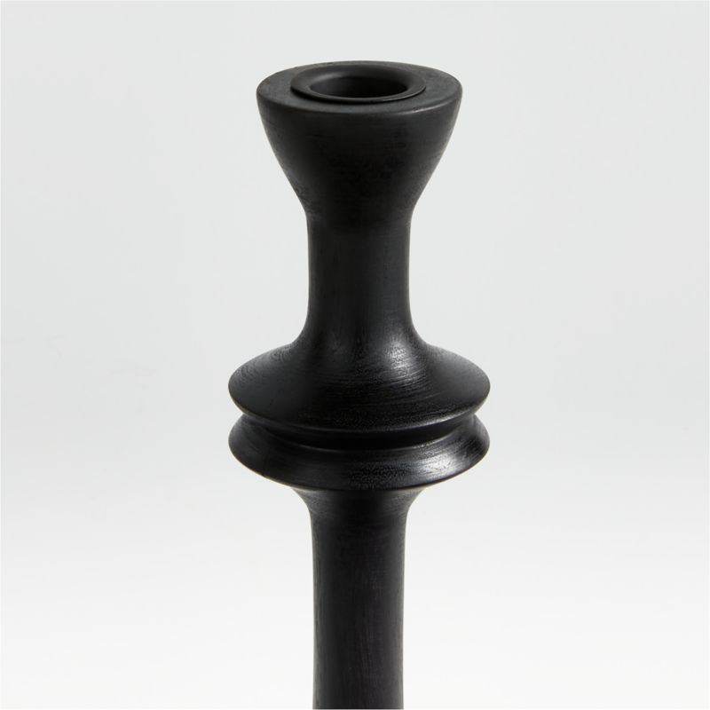 Century Black Acacia Wood Taper Candle Holder 20"