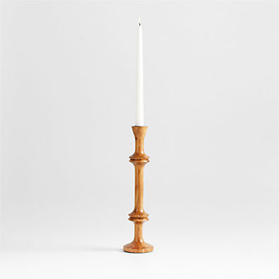 View Century Natural Acacia Wood Taper Candle Holder 14.5" details