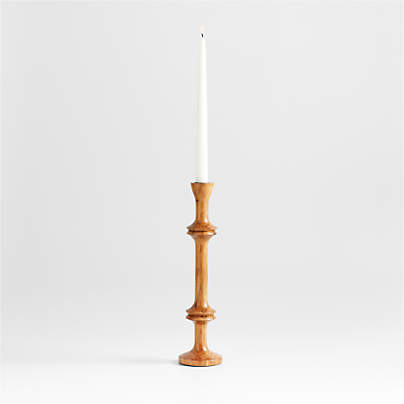 Century Natural Acacia Wood Taper Candle Holder 14.5"