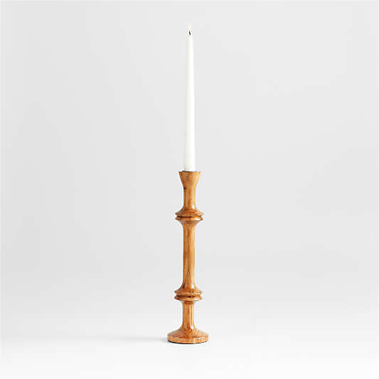 Century Natural Acacia Wood Taper Candle Holder 14.5"